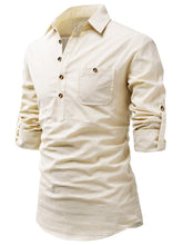 Navkanj Men's Slim Fit Spread Collar Cotton Beige Color Short Kurta