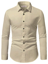 Navkanj Men's Slim Fit Spread Collar Beige Color Cotton Formal Shirt