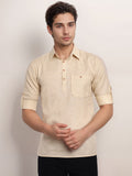 Navkanj Men's Slim Fit Spread Collar Cotton Black Color Short Kurta