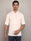 Navkanj Men's Slim Fit Full Sleeve Cotton Black Color Short Kurta