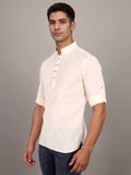 Navkanj Men's Slim Fit Full Sleeve Cotton Black Color Short Kurta