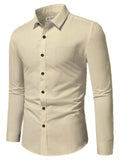 Navkanj Men's Slim Fit Spread Collar Beige Color Cotton Formal Shirt