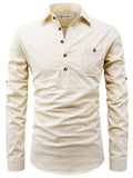 Navkanj Men's Slim Fit Spread Collar Cotton Beige Color Short Kurta