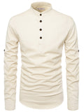 Navkanj Men's Slim Fit Full Sleeve Cotton Beige Color Short Kurta