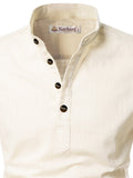 Navkanj Men's Slim Fit Full Sleeve Cotton Beige Color Short Kurta