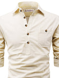 Navkanj Men's Slim Fit Spread Collar Cotton Beige Color Short Kurta
