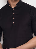 Navkanj Men's Slim Fit Full Sleeve Cotton Black Color Short Kurta