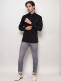 Navkanj Men's Slim Fit Full Sleeve Cotton Black Color Short Kurta