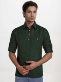 Navkanj Men's Slim Fit Spread Collar Cotton Black Color Short Kurta