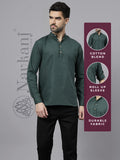Navkanj Men's Slim Fit Full Sleeve Cotton Blend Short Kurta