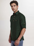 Navkanj Men's Slim Fit Spread Collar Cotton Black Color Short Kurta