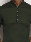 Navkanj Men's Slim Fit Full Sleeve Cotton Black Color Short Kurta