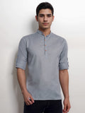Navkanj Men's Slim Fit Full Sleeve Cotton Black Color Short Kurta