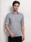 Navkanj Men's Slim Fit Spread Collar Cotton Black Color Short Kurta