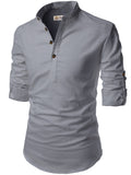 Navkanj Men's Slim Fit Full Sleeve Cotton Beige Color Short Kurta