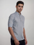 Navkanj Men's Slim Fit Full Sleeve Cotton Black Color Short Kurta