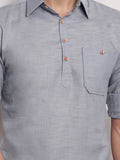 Navkanj Men's Slim Fit Spread Collar Cotton Black Color Short Kurta