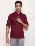 Navkanj Men's Slim Fit Full Sleeve Cotton Black Color Short Kurta