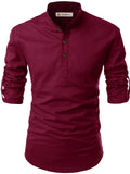 Navkanj Men's Slim Fit Full Sleeve Cotton Beige Color Short Kurta