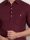 Navkanj Men's Slim Fit Spread Collar Cotton Black Color Short Kurta