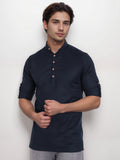 Navkanj Men's Slim Fit Full Sleeve Cotton Black Color Short Kurta