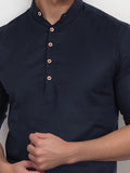Navkanj Men's Slim Fit Full Sleeve Cotton Black Color Short Kurta
