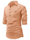 Navkanj Men's Slim Fit Spread Collar Cotton Beige Color Short Kurta