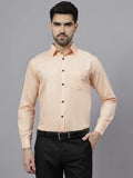 Navkanj Men's Slim Fit Spread Collar Beige Color Cotton Blend Formal Shirt