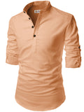 Navkanj Men's Slim Fit Full Sleeve Cotton Beige Color Short Kurta