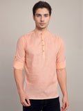 Navkanj Men's Slim Fit Full Sleeve Cotton Black Color Short Kurta