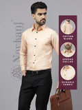 Navkanj Men's Slim Fit Spread Collar Beige Color Cotton Blend Formal Shirt