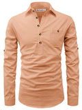 Navkanj Men's Slim Fit Spread Collar Cotton Beige Color Short Kurta