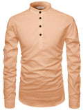 Navkanj Men's Slim Fit Full Sleeve Cotton Beige Color Short Kurta