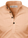 Navkanj Men's Slim Fit Full Sleeve Cotton Beige Color Short Kurta