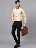 Navkanj Men's Slim Fit Spread Collar Beige Color Cotton Blend Formal Shirt