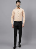 Navkanj Men's Slim Fit Spread Collar Beige Color Cotton Blend Formal Shirt