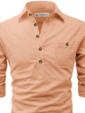 Navkanj Men's Slim Fit Spread Collar Cotton Beige Color Short Kurta