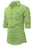 Navkanj Men's Slim Fit Spread Collar Cotton Beige Color Short Kurta