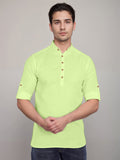 Navkanj Men's Slim Fit Full Sleeve Cotton Black Color Short Kurta