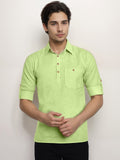 Navkanj Men's Slim Fit Spread Collar Cotton Black Color Short Kurta