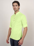 Navkanj Men's Slim Fit Full Sleeve Cotton Black Color Short Kurta