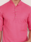 Navkanj Men's Slim Fit Full Sleeve Cotton Black Color Short Kurta