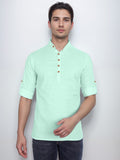 Navkanj Men's Slim Fit Full Sleeve Cotton Black Color Short Kurta