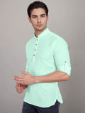Navkanj Men's Slim Fit Full Sleeve Cotton Black Color Short Kurta