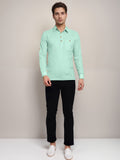 Navkanj Men's Slim Fit Spread Collar Cotton Black Color Short Kurta