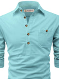 Navkanj Men's Slim Fit Spread Collar Cotton Beige Color Short Kurta