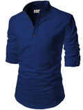Navkanj Men's Slim Fit Full Sleeve Cotton Beige Color Short Kurta