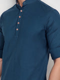Navkanj Men's Slim Fit Full Sleeve Cotton Black Color Short Kurta
