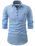 Navkanj Men's Slim Fit Spread Collar Cotton Beige Color Short Kurta
