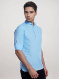 Navkanj Men's Slim Fit Full Sleeve Cotton Black Color Short Kurta